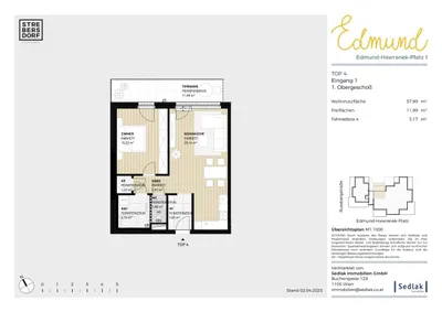 Moderne Wohnung am Edmund Hawranek Platz zu vermieten - 2 Zimmer, Balkon_T04 – Bild 3