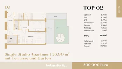 3-Zimmer-Wohnung kaufen in Mödling – 55,9 m², € 309.000 – Bild 14 von 16