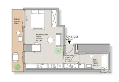 1-Zimmer-Wohnung mieten in Wien – 36,95 m², € 958 – Bild 32 von 33