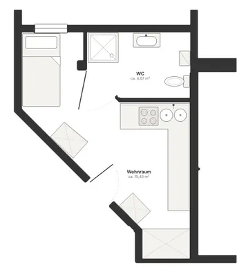 1-Zimmer-Wohnung mieten in Urfahr-Umgebung – 22 m², € 390 – Bild 5 von 5