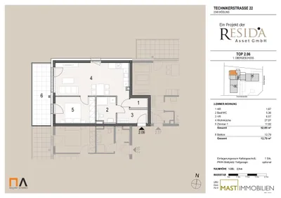 2-Zimmer-Wohnung kaufen in Mödling – 52,69 m², € 315.000 – Bild 12 von 12