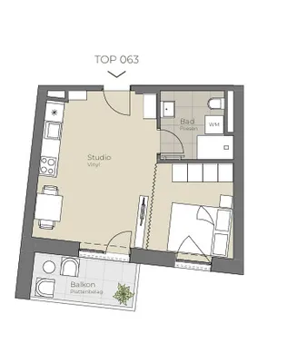 Wohnung mieten in Linz – 31,97 m², € 599 – Bild 1 von 2