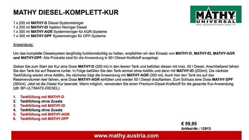 TOP* MATHY Diesel-Komplett-Kur, € 62,95 (4030 Linz) - willhaben