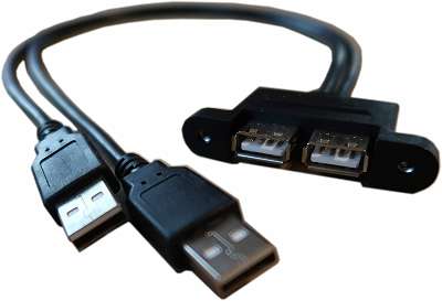 1 Stück USB 2.0 A Stecker zu 2 Doppel Buchse Y Splitter Netzteilkabel 30CM/1Ft 