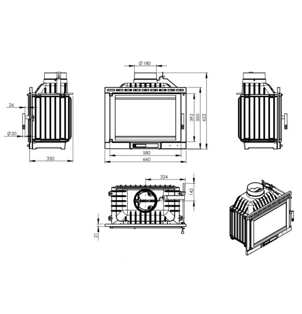 Kamine Nordflam outlets PROMETEUSZ Guss Kamineinsatz 13kW Kamin Gusseisen