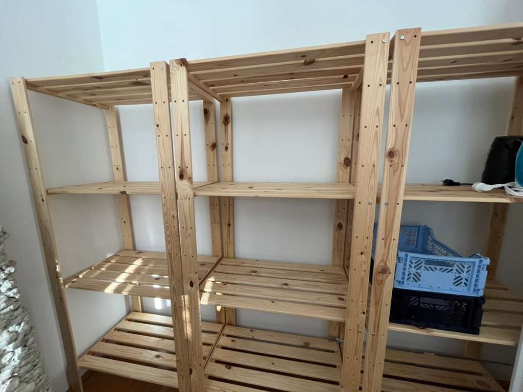 HEJNE 3 section shelving unit, softwood, 901/2x195/8x673/8 - IKEA