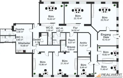 9-Zimmer-Gewerbeimmobilie mieten in Salzburg Stadt – 261 m², € 3.048 – Bild 8 von 8