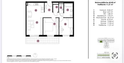 3 Zimmer mobiliert Wohnung Miete – Bild 3