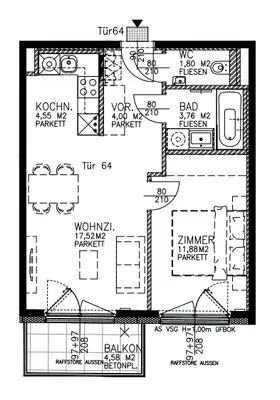 2-Zimmer-Wohnung mieten in Wien – 43,51 m², € 819 – Bild 1 von 8