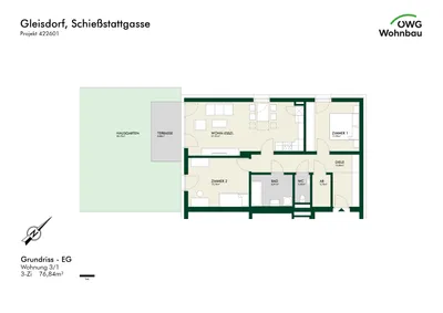 3-Zimmer-Wohnung mieten in Weiz – 77,4 m², € 1.106 – Bild 2 von 3