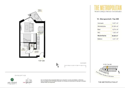 1-Zimmer-Wohnung mieten in Wien – 44,69 m², € 980 – Bild 15 von 15