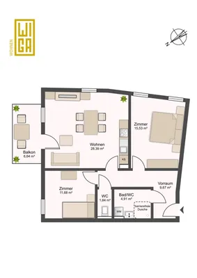 3-Zimmer-Wohnung mieten in Graz-Umgebung – 72,02 m², € 656 – Bild 2 von 10