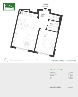 2-Zimmer-Wohnung mieten in Wien – 54,51 m², € 990 – Bild 19 von 19