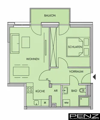 2-Zimmer-Wohnung mieten in Linz – 46,24 m², € 1.020 – Bild 9 von 9