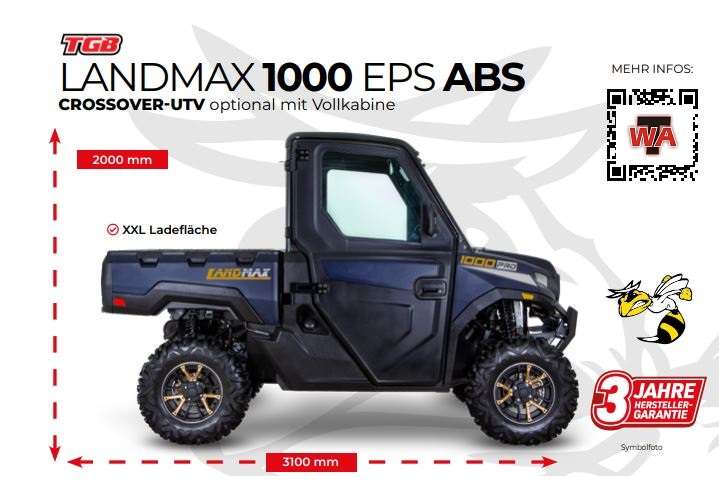 TGB LANDMAX 1000 EPS ABS ** Vollkabine mit Heizung & Klima !! ** 100 km/h Zulassung !! 3 Jahr...