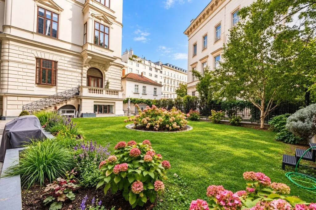 Repräsentative Palaiswohnung vollklimatisiert mit Terrasse und Garagen im Botschaftsviertel