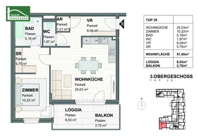 2-Zimmer-Wohnung mieten in Sankt Pölten – 57,4 m², € 949 – Bild 19 von 19