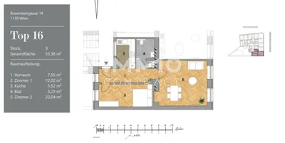 2-Zimmer-Wohnung kaufen in Wien – 53,36 m², € 289.000 – Bild 16 von 16