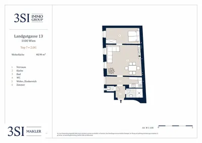 2-Zimmer-Wohnung kaufen in Wien – 48,98 m², € 195.000 – Bild 8 von 8