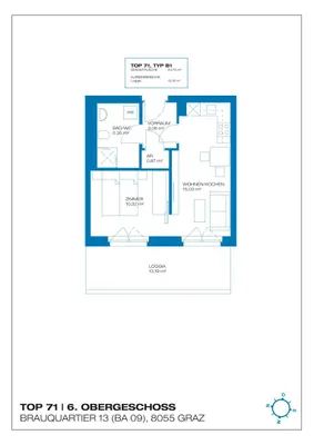 2-Zimmer-Wohnung mieten in Graz – 47,57 m², € 723 – Bild 2 von 9