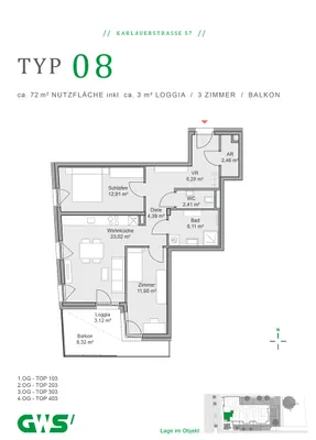 3-Zimmer-Wohnung mieten in Graz – 69,1 m², € 925 – Bild 5 von 5