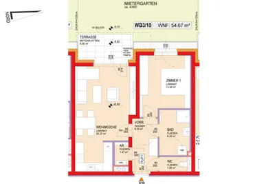2-Zimmer-Wohnung mieten in Sankt Pölten Land – 54,67 m², € 604 – Bild 2 von 7