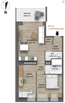 3-Zimmer-Wohnung kaufen in Wien – 61,75 m², € 450.000 – Bild 9 von 13