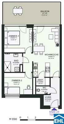 3-Zimmer-Wohnung mieten in Graz – 66,73 m², € 1.160 – Bild 6 von 6