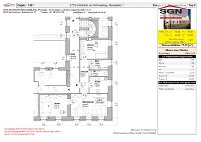 3-Zimmer-Wohnung mieten in Neunkirchen – 75,13 m², € 873 – Bild 3 von 3
