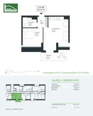 2-Zimmer-Wohnung mieten in Wien – 43,14 m², € 999 – Bild 14 von 14
