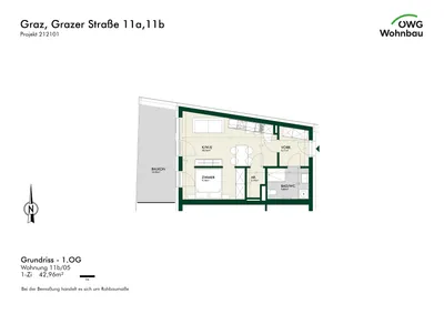 1-Zimmer-Wohnung mieten in Graz – 43 m², € 682 – Bild 6 von 6