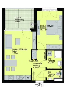 2-Zimmer-Wohnung kaufen in Wien – 48,19 m², € 375.200 – Bild 2 von 21