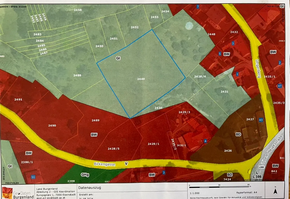 Baugrund und Wiese Gemeinde Oberdorf Burgenland (ca. 7 Km nach Oberwart) 6.914 m² Bauland 1.772,6 m² + Wiese 5.141,4 m² - Ansicht 3