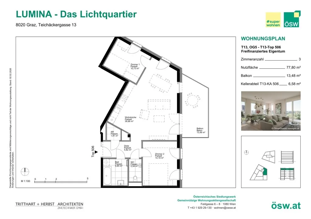 Helle Neubauwohnung mit Freifläche in Top-Lage | LUMINA | Erstbezug - Ansicht 2