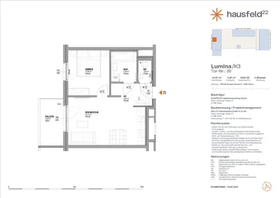 Top: A.20 ● LUMINA im Hausfeld²² ● Unbefristet ● Termin online buchen: www.hausfeld22.at/lumina