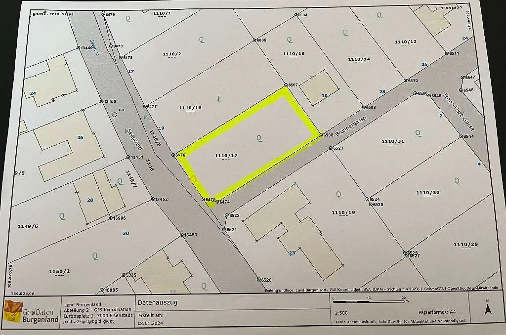 DIREKT VOM EIGENTÜMER: 800 m² erschlossener, unbebauter und teilbarer Baugrund in Weiden am See zu verkaufen - Eckgrundstück Seegrund/ Brunnergasse - Ansicht 2