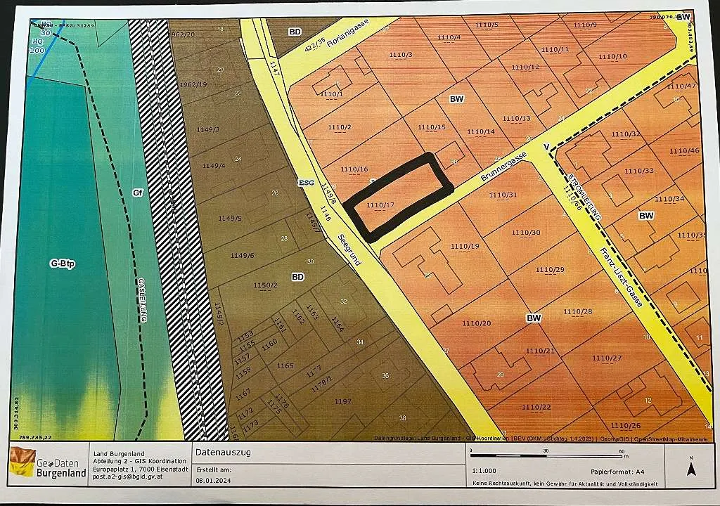 DIREKT VOM EIGENTÜMER: 800 m² erschlossener, unbebauter und teilbarer Baugrund in Weiden am See zu verkaufen - Eckgrundstück Seegrund/ Brunnergasse - Ansicht 3
