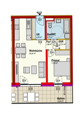 2-Zimmer-Wohnung mieten in Scheibbs – 51,23 m², € 539 – Bild 2 von 2