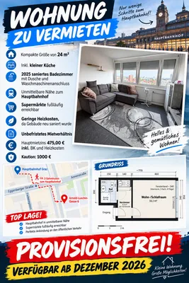 1-Zimmer-Wohnung mieten in Graz – 24 m², € 475 – Bild 8 von 8