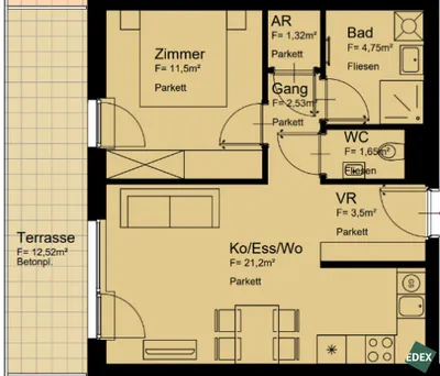 2-Zimmer-Wohnung mieten in Wien – 46 m², € 949 – Bild 15 von 15