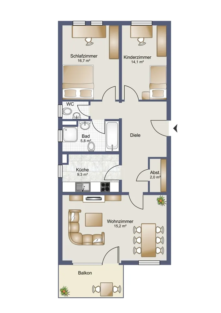 3-Zimmer-Wohnung mit Seeblick - nur 200 m zum Bodensee - Ansicht 2