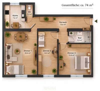 3-Zimmer-Wohnung kaufen in Wien – 74 m², € 319.000 – Bild 14 von 22