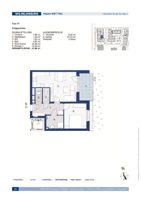 2-Zimmer-Wohnung mieten in Sankt Pölten Land – 51,96 m², € 648 – Bild 3 von 3