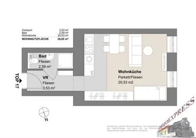 1-Zimmer-Wohnung kaufen in Wien – 26,65 m², € 119.000 – Bild 2 von 8