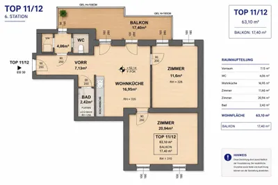 3-Zimmer-Wohnung kaufen in Wien – 63,1 m², € 475.000 – Bild 11 von 11