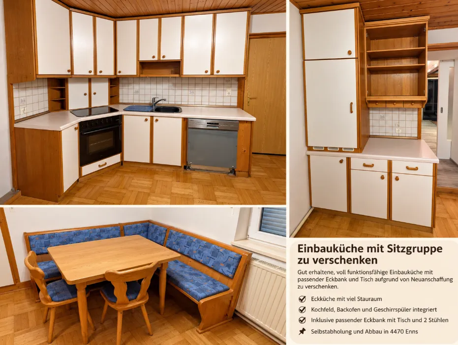 Zu verschenken: Komplettküchen - Küchenmöbel (Farbe: Weiß)