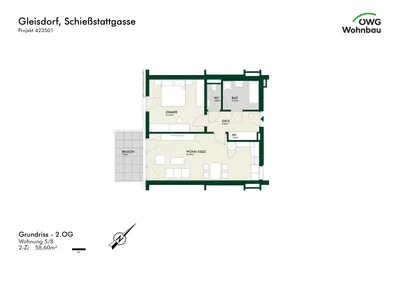 2-Zimmer-Wohnung mieten in Weiz – 58,6 m², € 902 – Bild 2 von 3