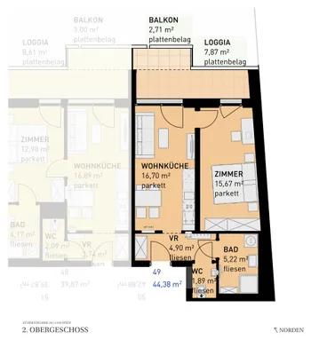 2-Zimmer-Wohnung kaufen in Wien – 44,38 m², € 289.500 – Bild 12 von 12