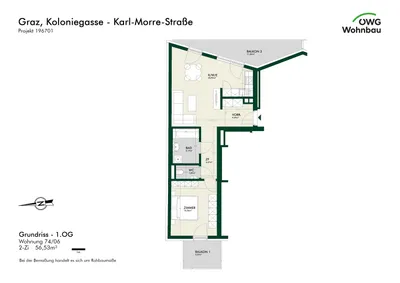 2-Zimmer-Wohnung mieten in Graz – 56,5 m², € 1.013 – Bild 5 von 5