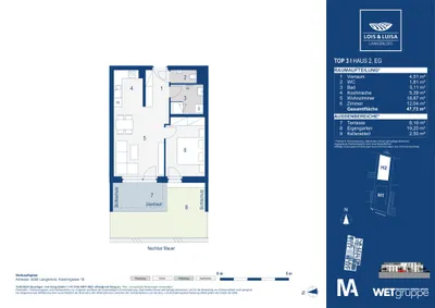 2-Zimmer-Wohnung kaufen in Krems Land – 47,73 m², € 229.000 – Bild 8 von 8